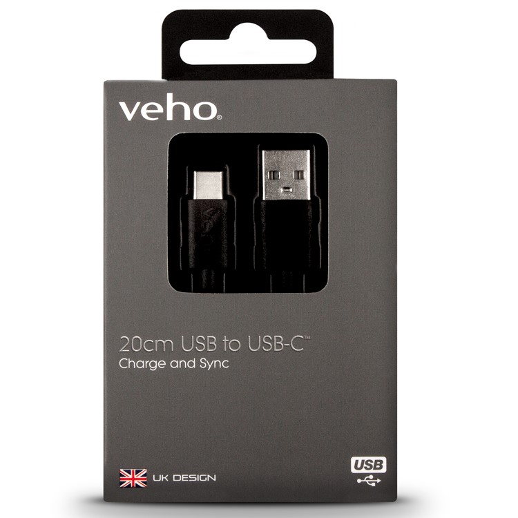 Kort USB-kabel, 20 cm, USB-A till Lightning